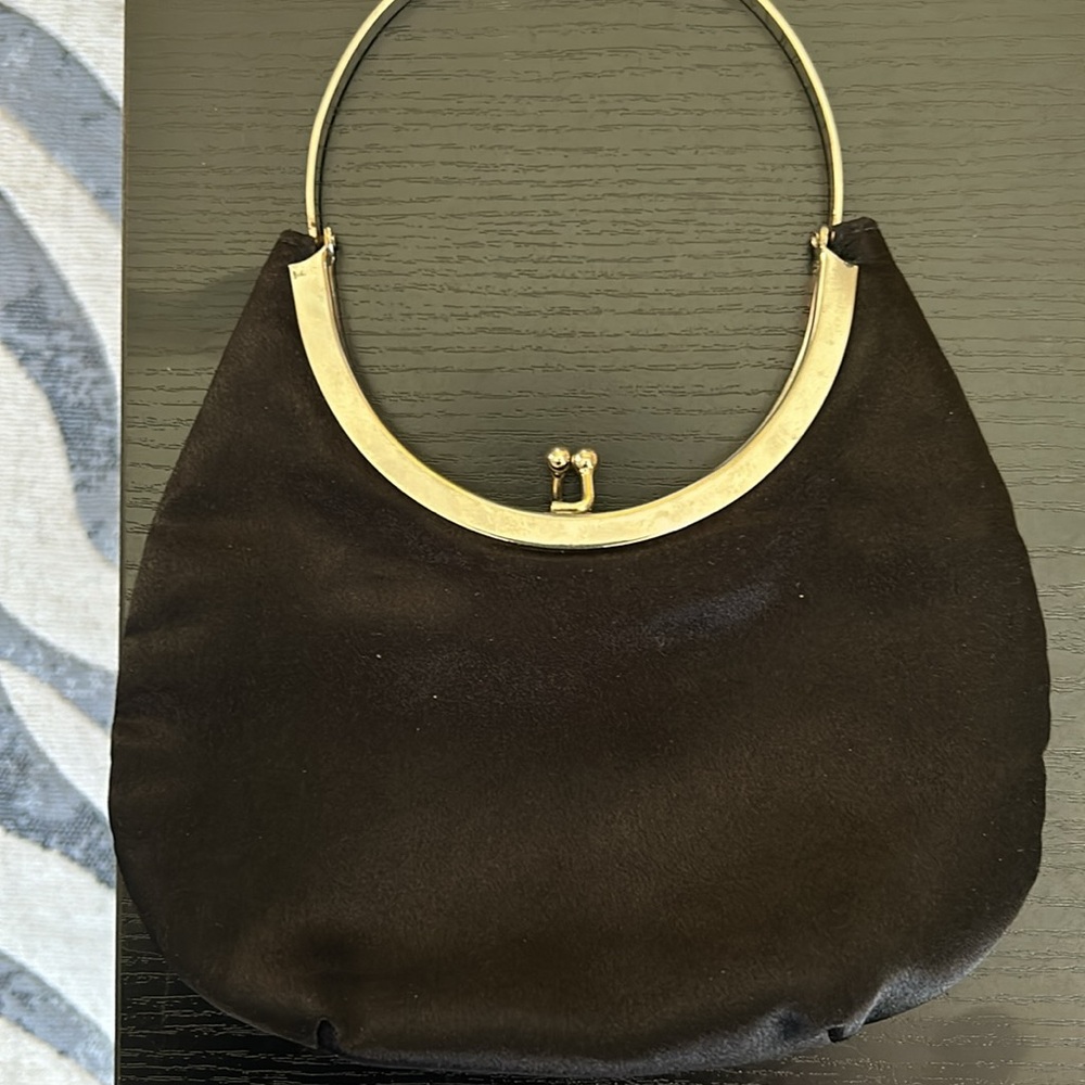 Black Satin Evening Bag Silver Hardware - Picture 5 of 5